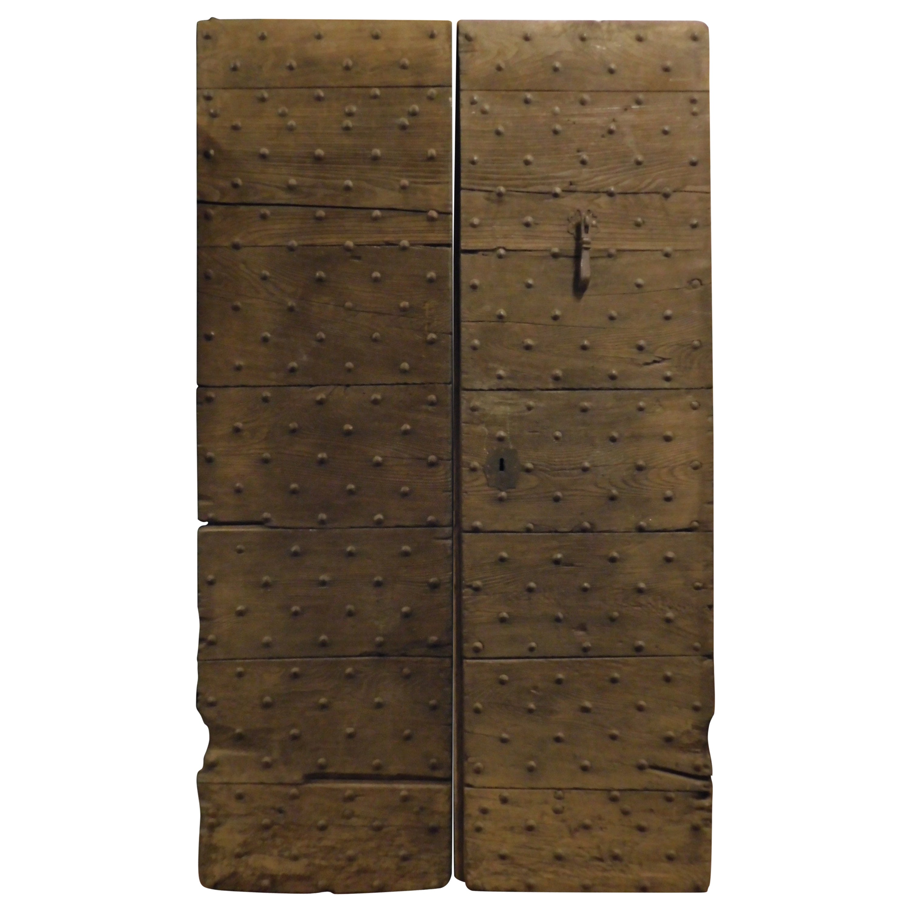 Antique Set of Two 18th Century Wooden Doors with Matching Hardware