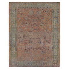 Antique Hand-woven Wool Floral Oushak Rug