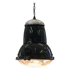 Italian 1940s Large Industrial Factory -Warehouse Enamel Lantern