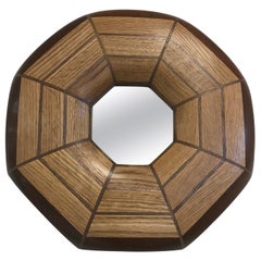 Custom Oak and Walnut Illuminated Mirror