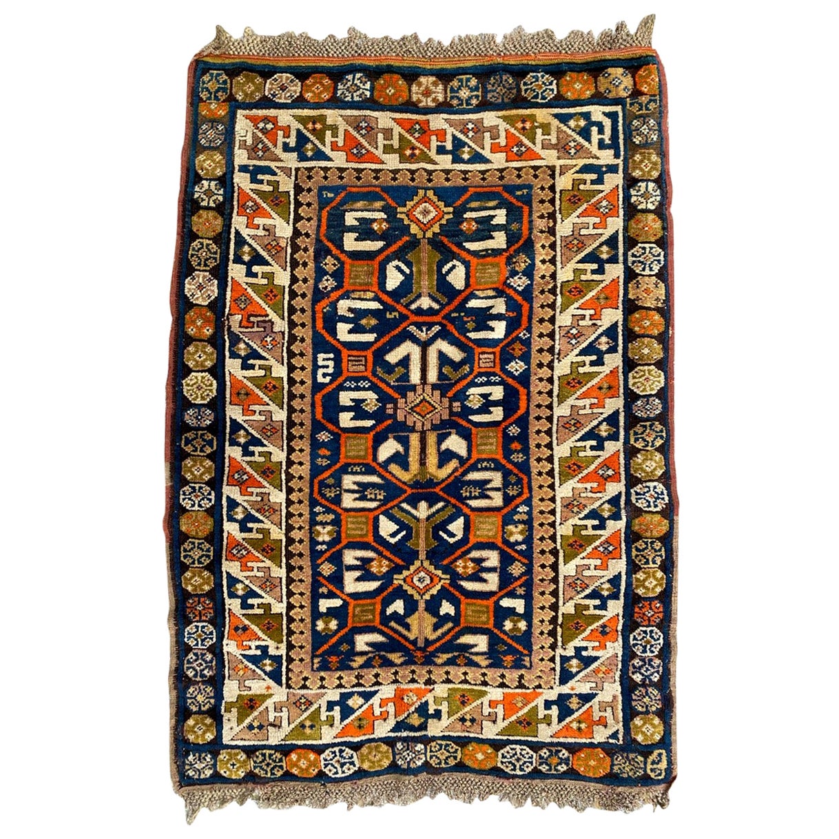 Antique Distressed Eagle Kazak Rug For Sale at 1stDibs