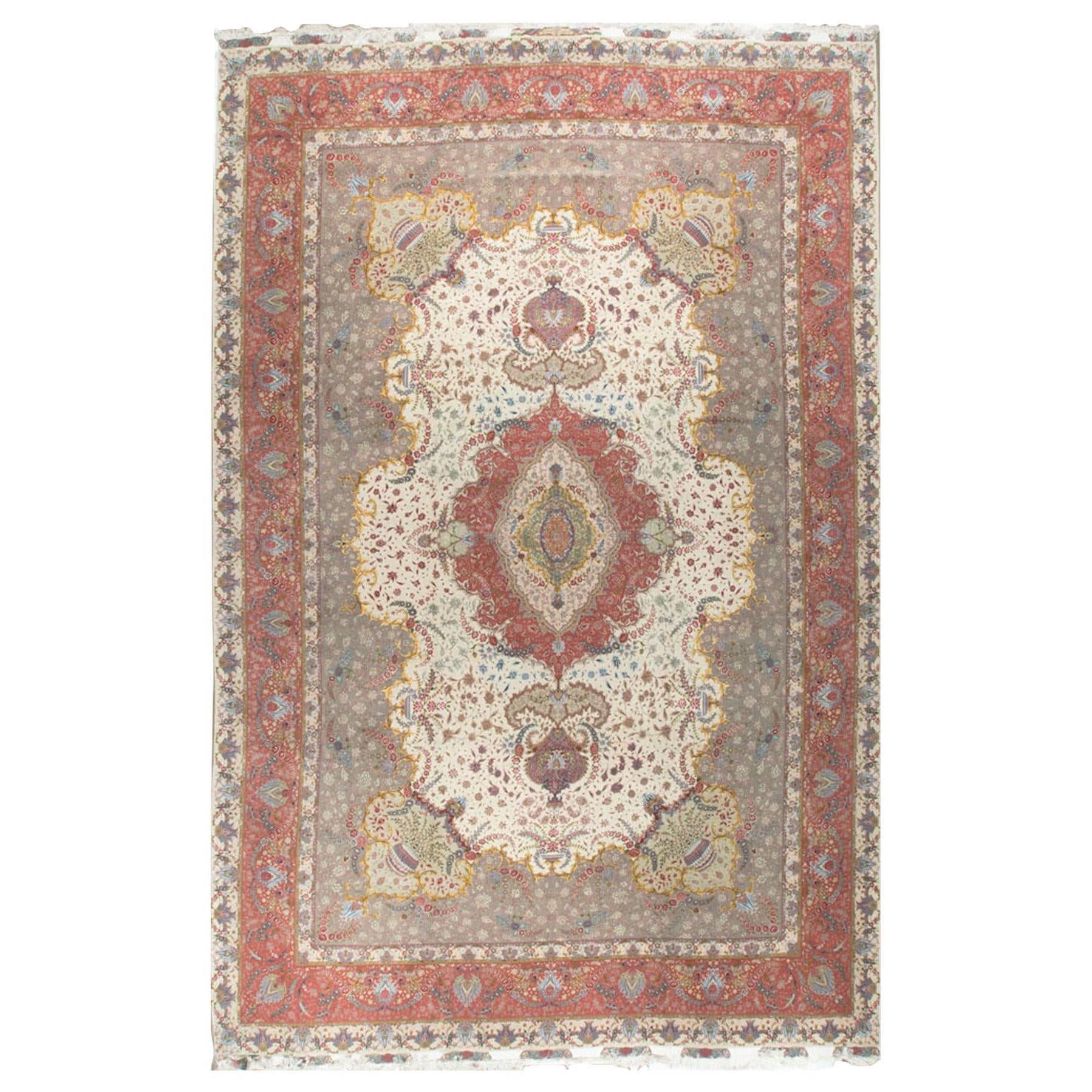 Fine Oversize Tabriz Wool and Silk Persian Rug, 13'2" x 20'0. For Sale