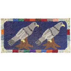 American Hooked Rug of Two Birds