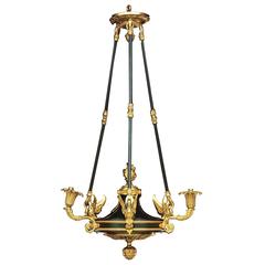 Empire Style Bronze Three-Light Chandelier 1