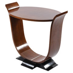 Art Deco Italian Oval Top and U Shaped Support Side Table