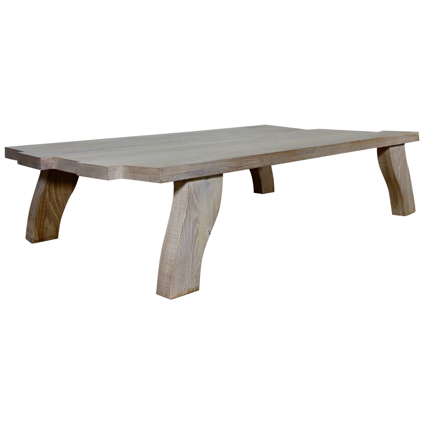 Large Freeform Limed Oak Coffee Table at 1stDibs
