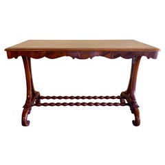 Antique English Burled Walnut Library Table
