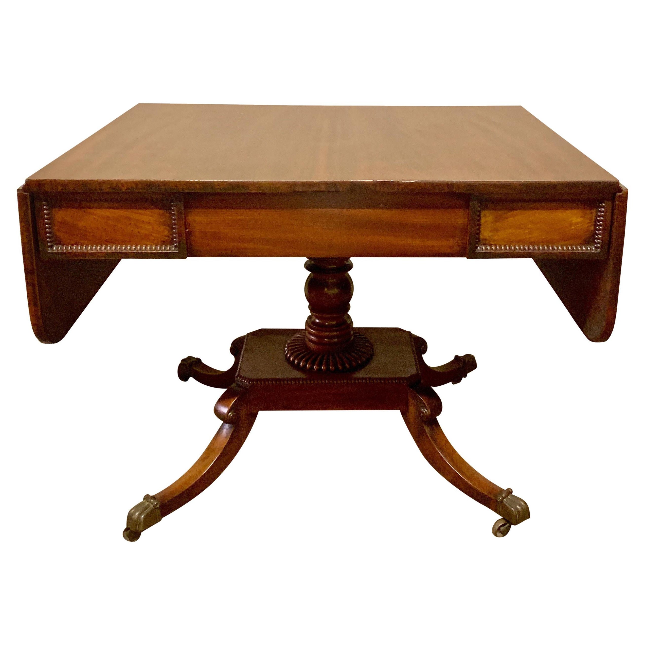 Antique Mahogany Drop-Leaf Sofa Table For Sale