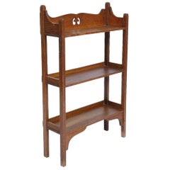 Small Arts & Crafts Oak Bookcase with Stylized Cut-Out to the Top
