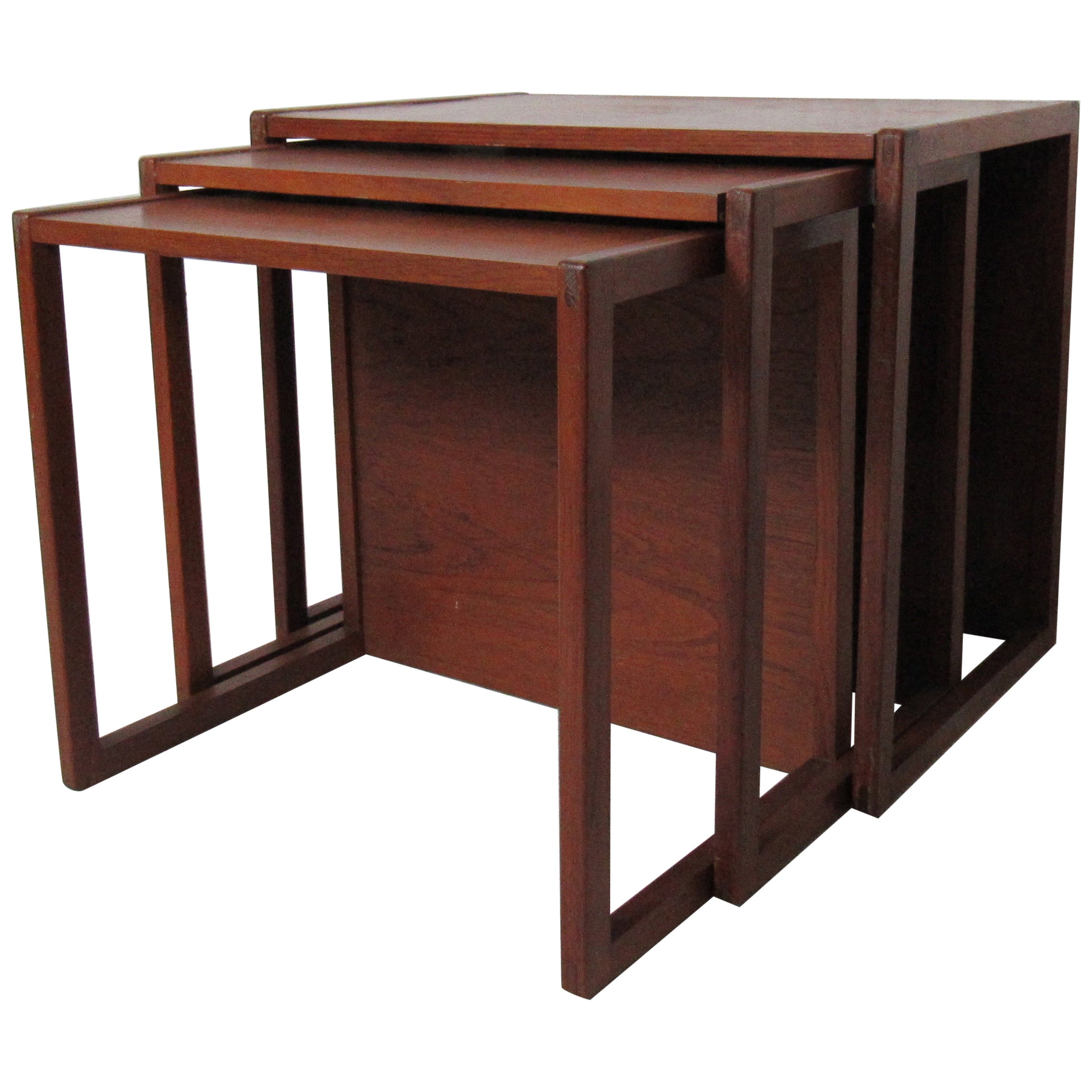 Large Danish MidCentury Modern Walnut Nesting Tables For Sale at 1stDibs