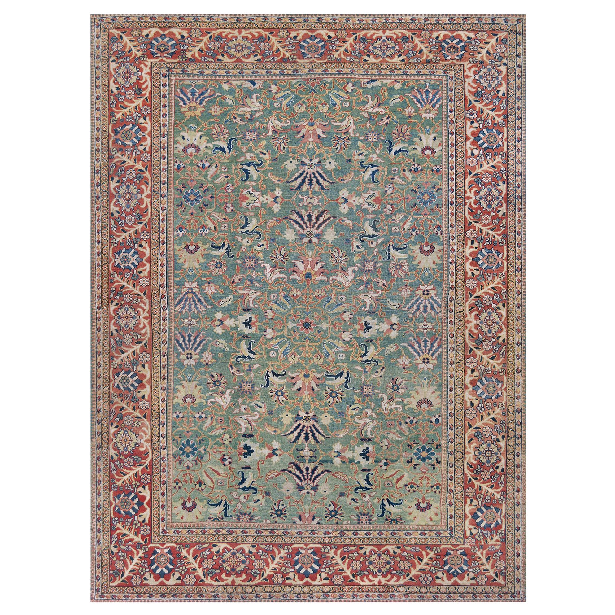 Late 19th Century Handwoven Wool Persian Sultanabad Rug