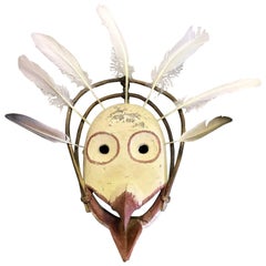 Yupik Yup'ik Native American Alaska Polychrome Wood Anthropomorphic Bird Mask