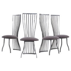 Four Metal Upholstered Dining Chairs