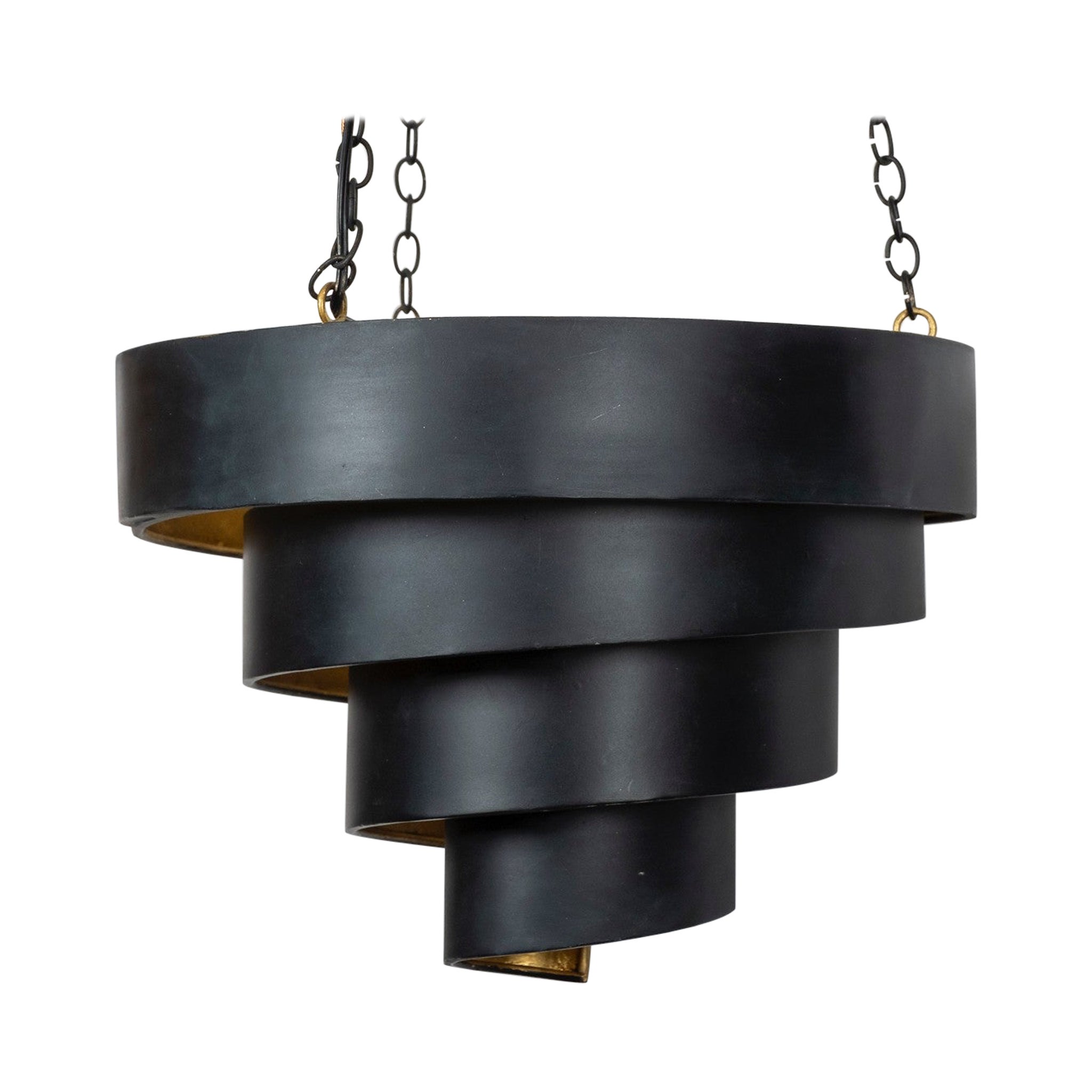 Contemporary Black Gold Spiral Chandelier For Sale