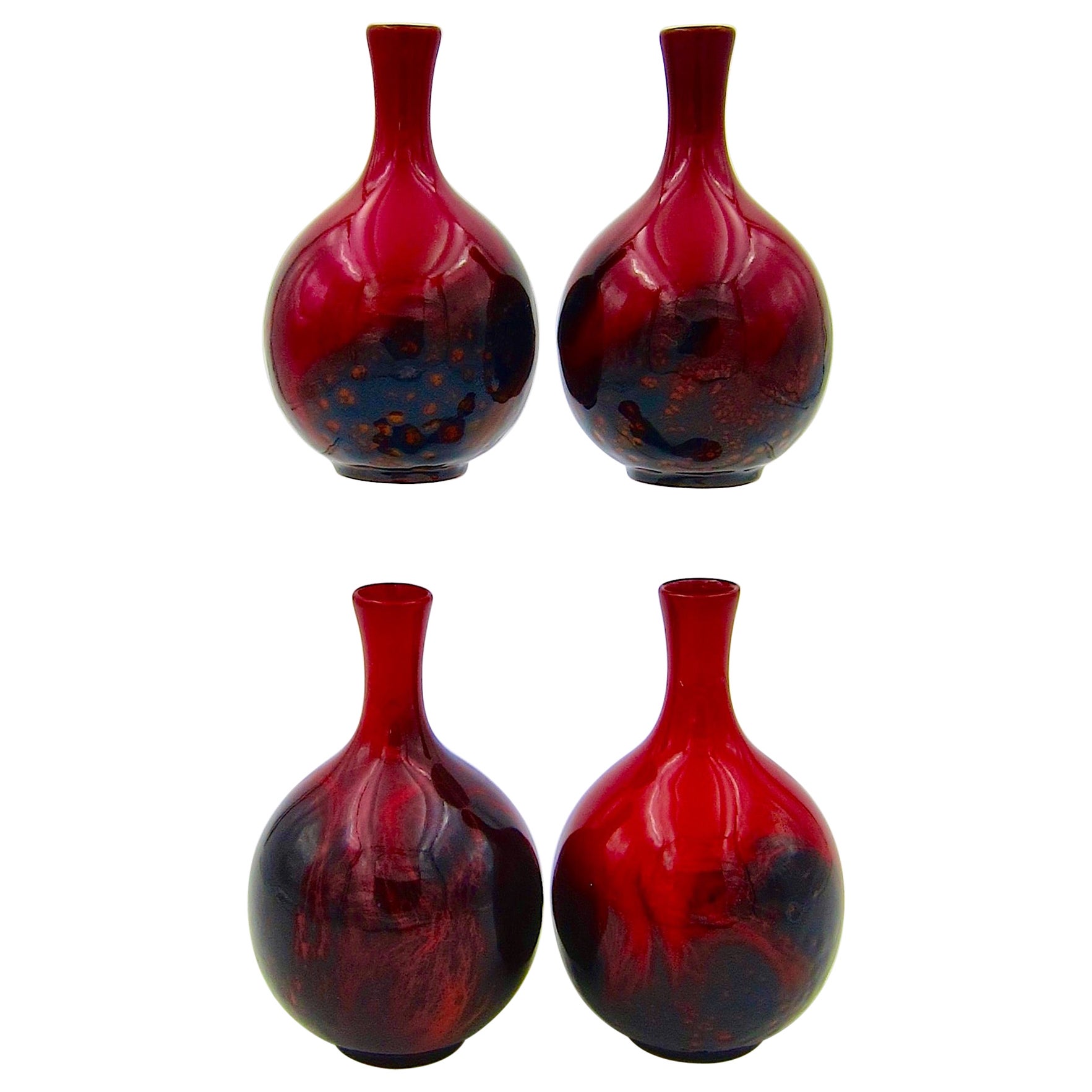 Antique Vintage Pair English Royal Doulton Burslem Cobalt Blue Iris