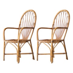 Paar Sessel aus Korbweide aus der Mitte des Jahrhunderts, Frankreich, 1970
