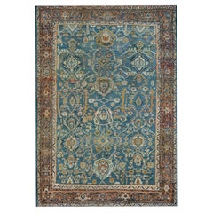 Hand-Woven Wool Blue Floral Persian Sultanabad, circa Late 19th Century