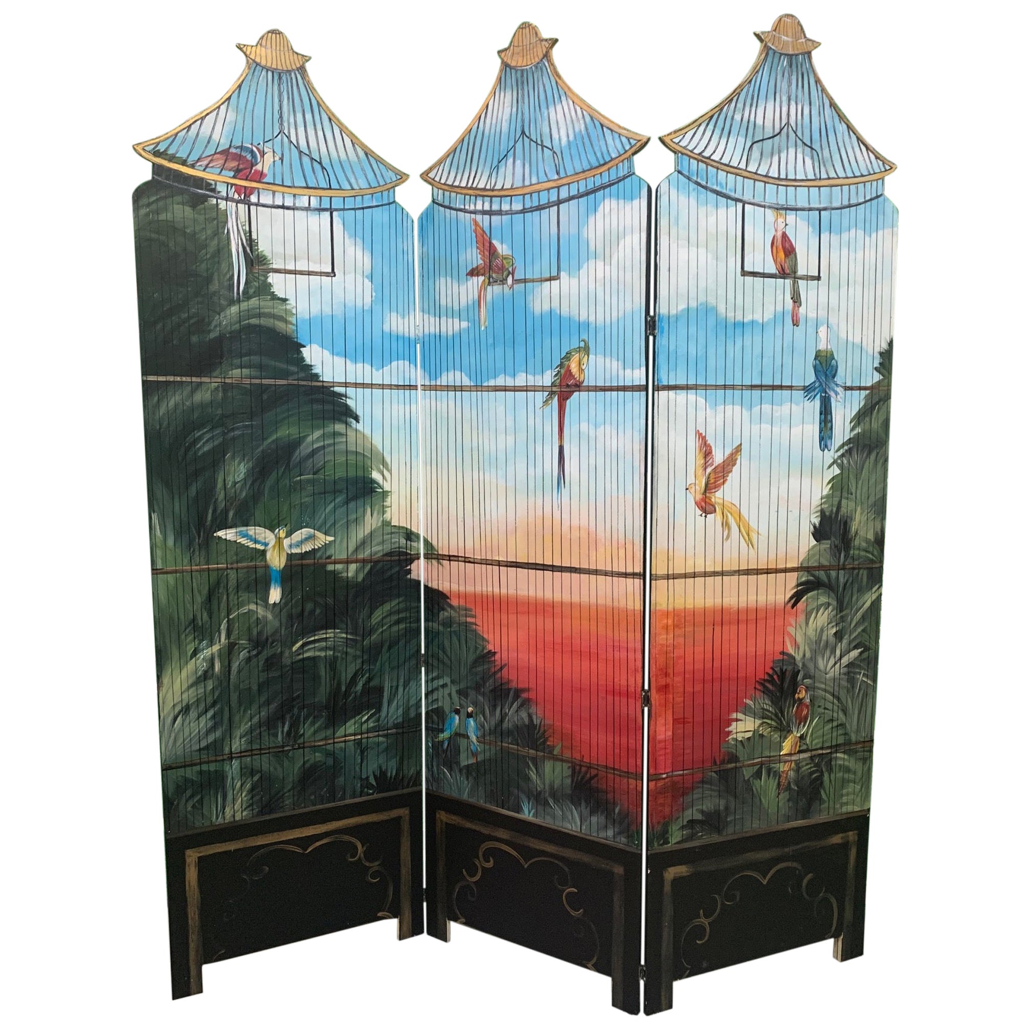 Five Panel French Room Divider Folding Screen Painted at 1stDibs