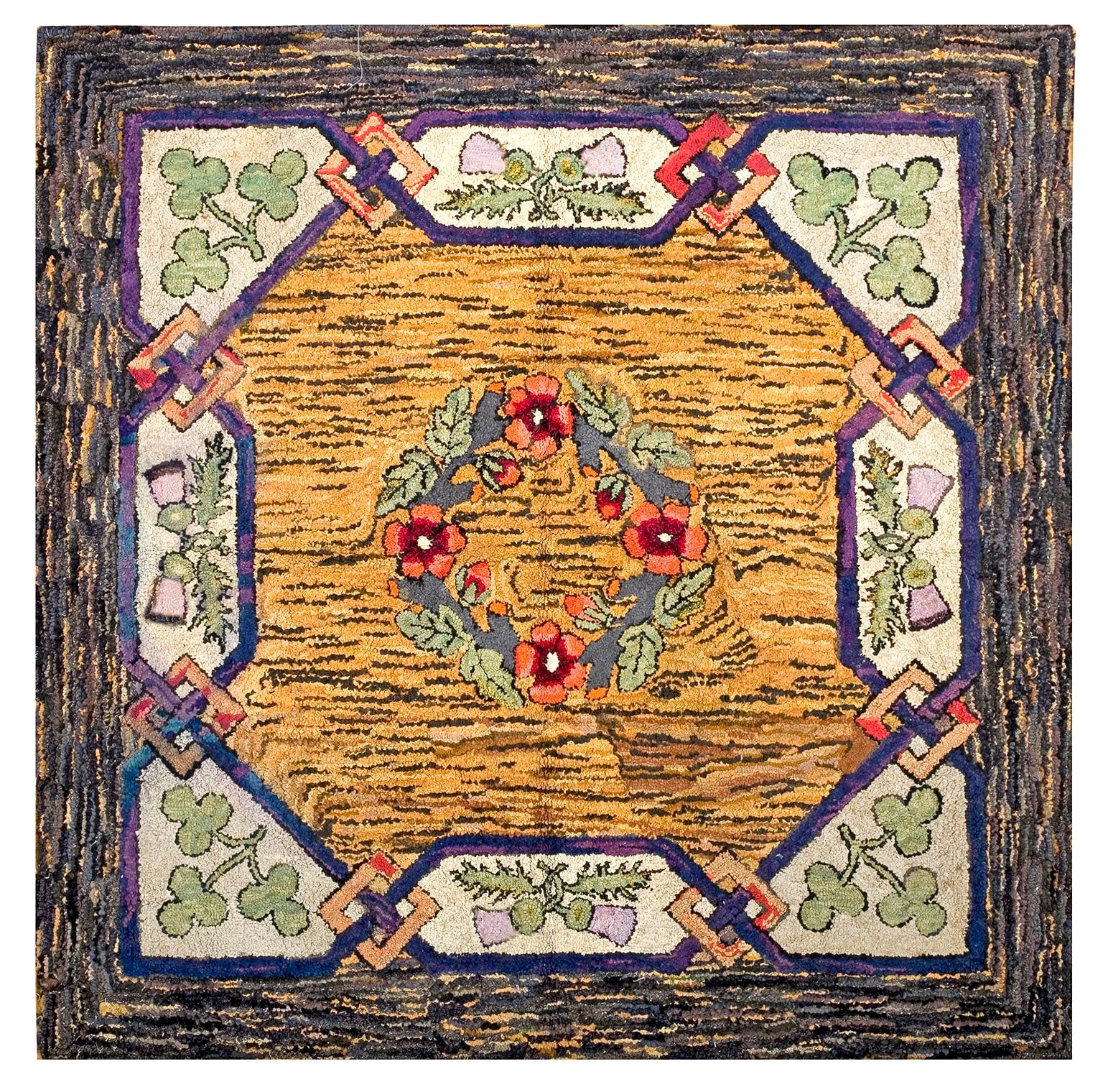 Early 20th Century American Hooked Rug ( 6' x 6' - 183 x 183 )