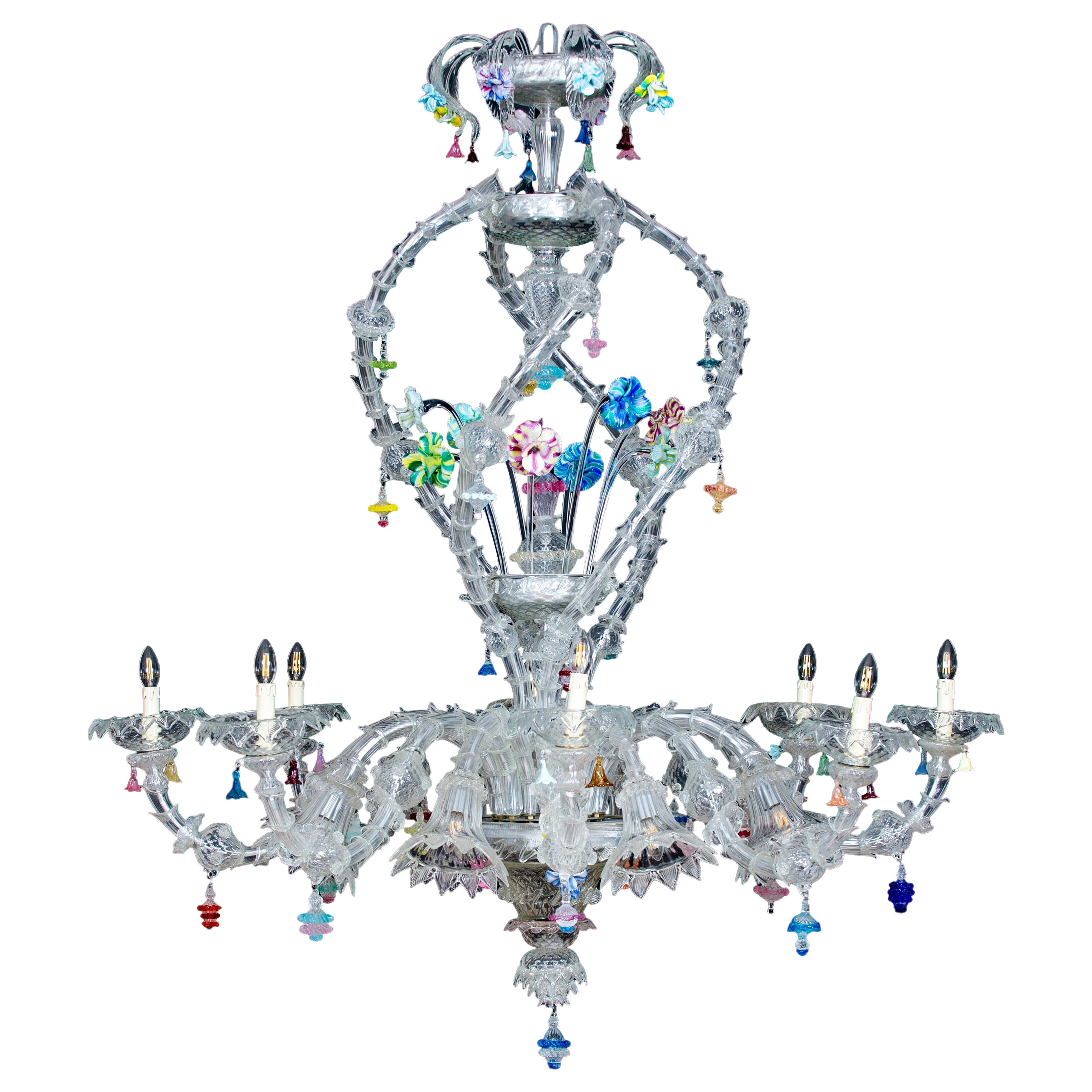 Classic Venetian Ca' Rezzonico Chandelier in Murano Glass Italian Design 1950s