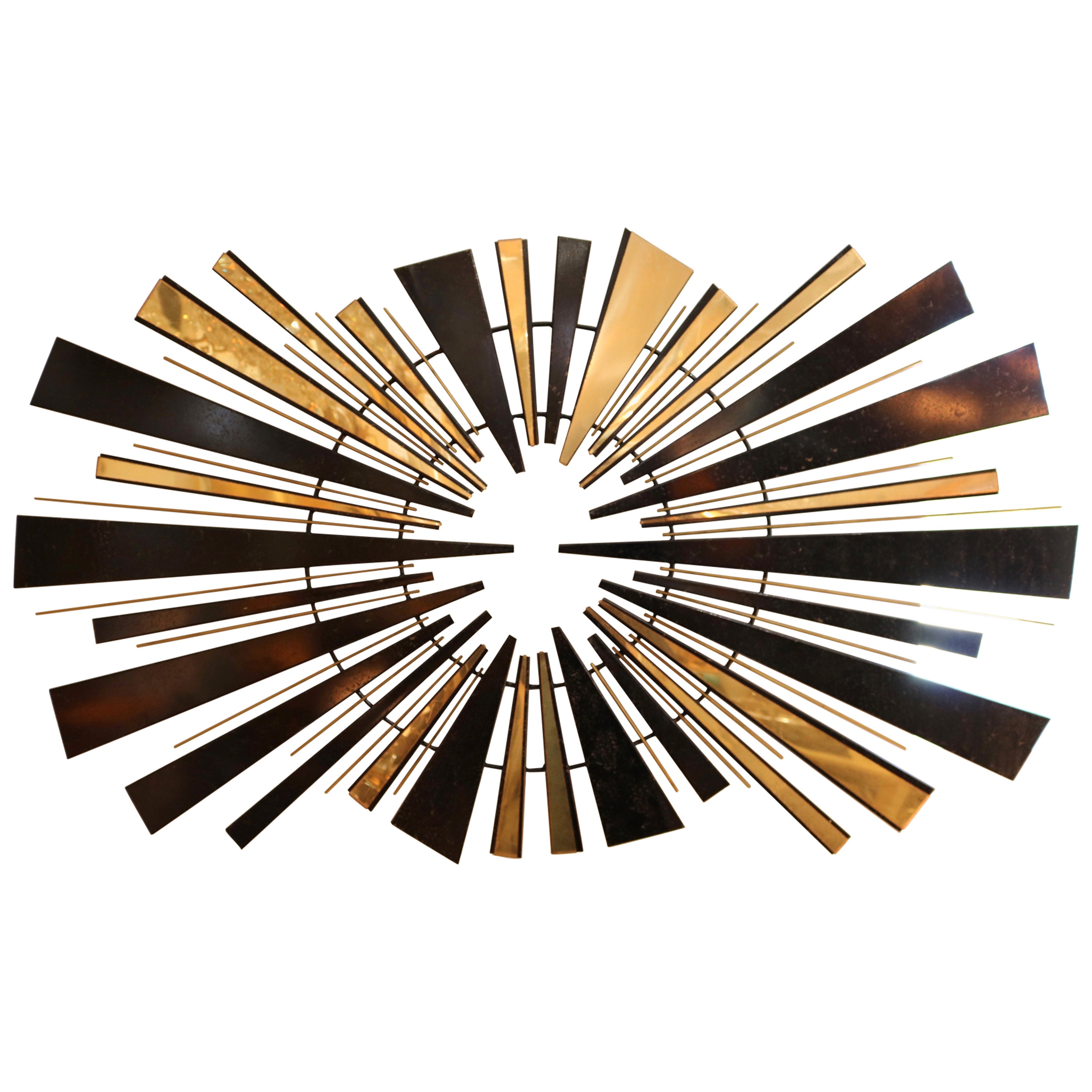 Large Metal Sunburst Wall Sculpture by Friedle For Sale at 1stDibs
