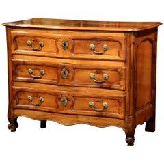 Mid-18th Century French Louis XV Carved Walnut Chest of Drawers from Burgundy