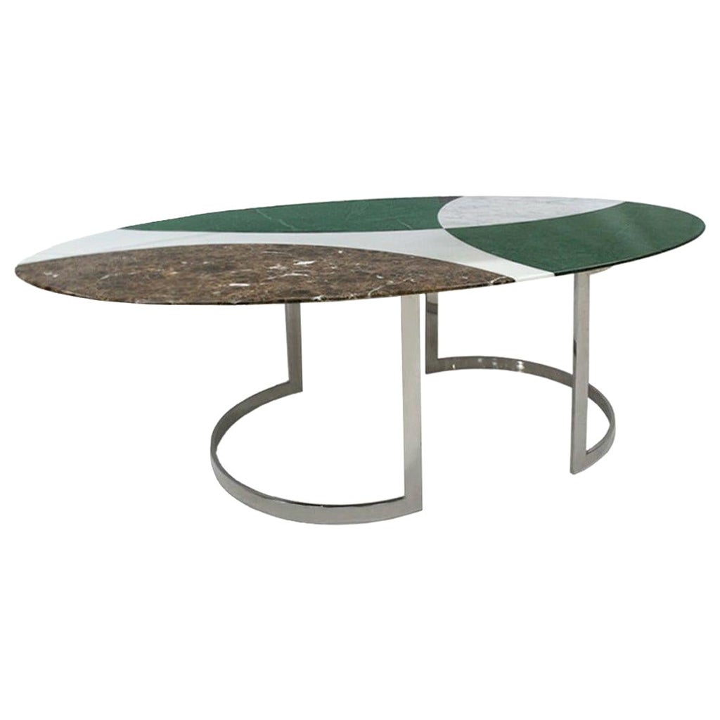 L.a. Table de salle à manger italienne contemporaine en marbre et acier The Moderns en vente