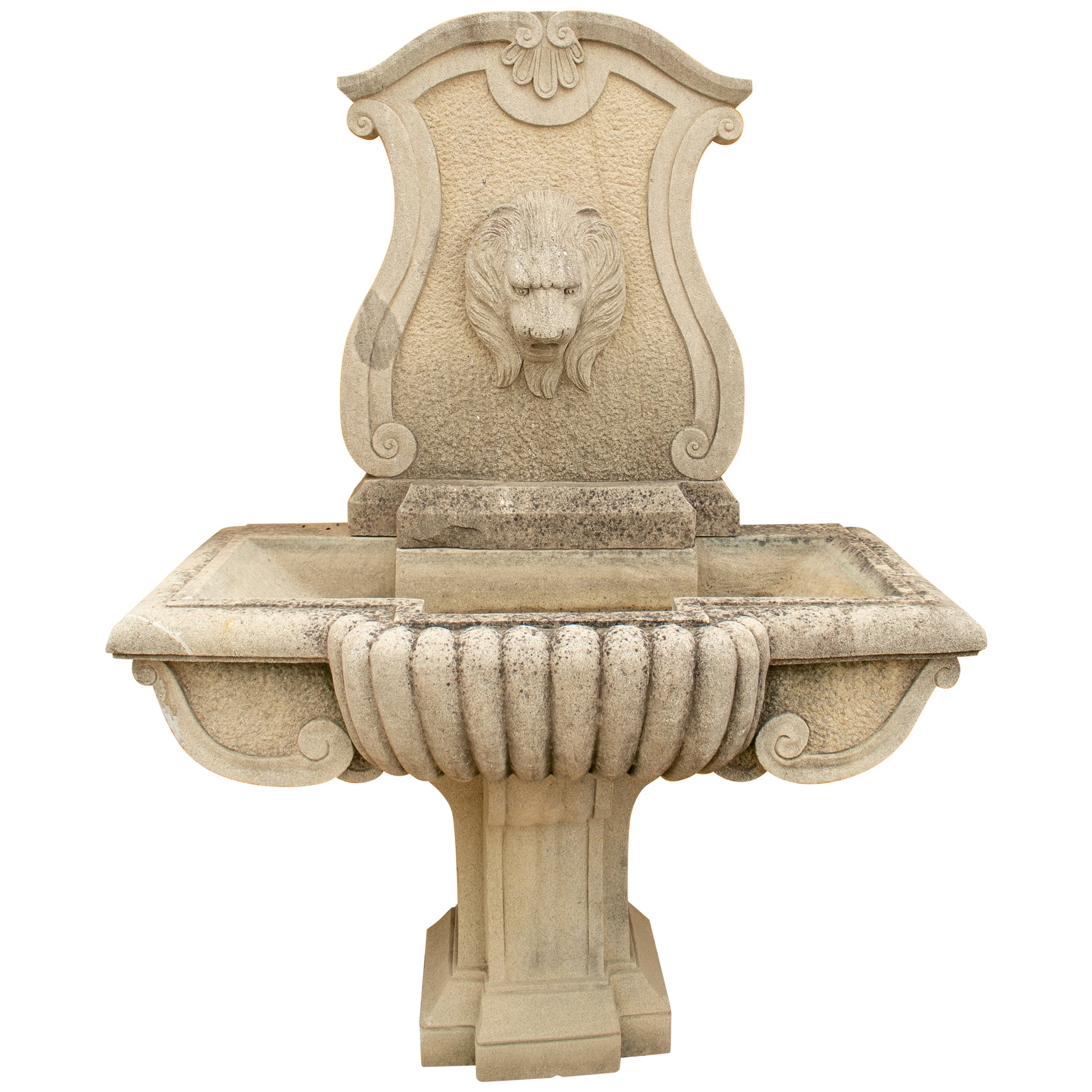Large Carved Stone Wall Fountain from France at 1stDibs