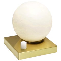 Bespoke Matlight Italian Minimalist Alabaster Moon Globe Satin Brass Square Lamp