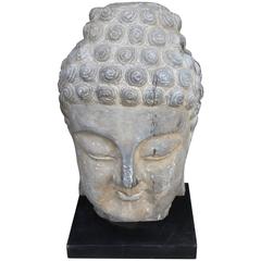 Antique Sandstone Buddha on Steel Base 4