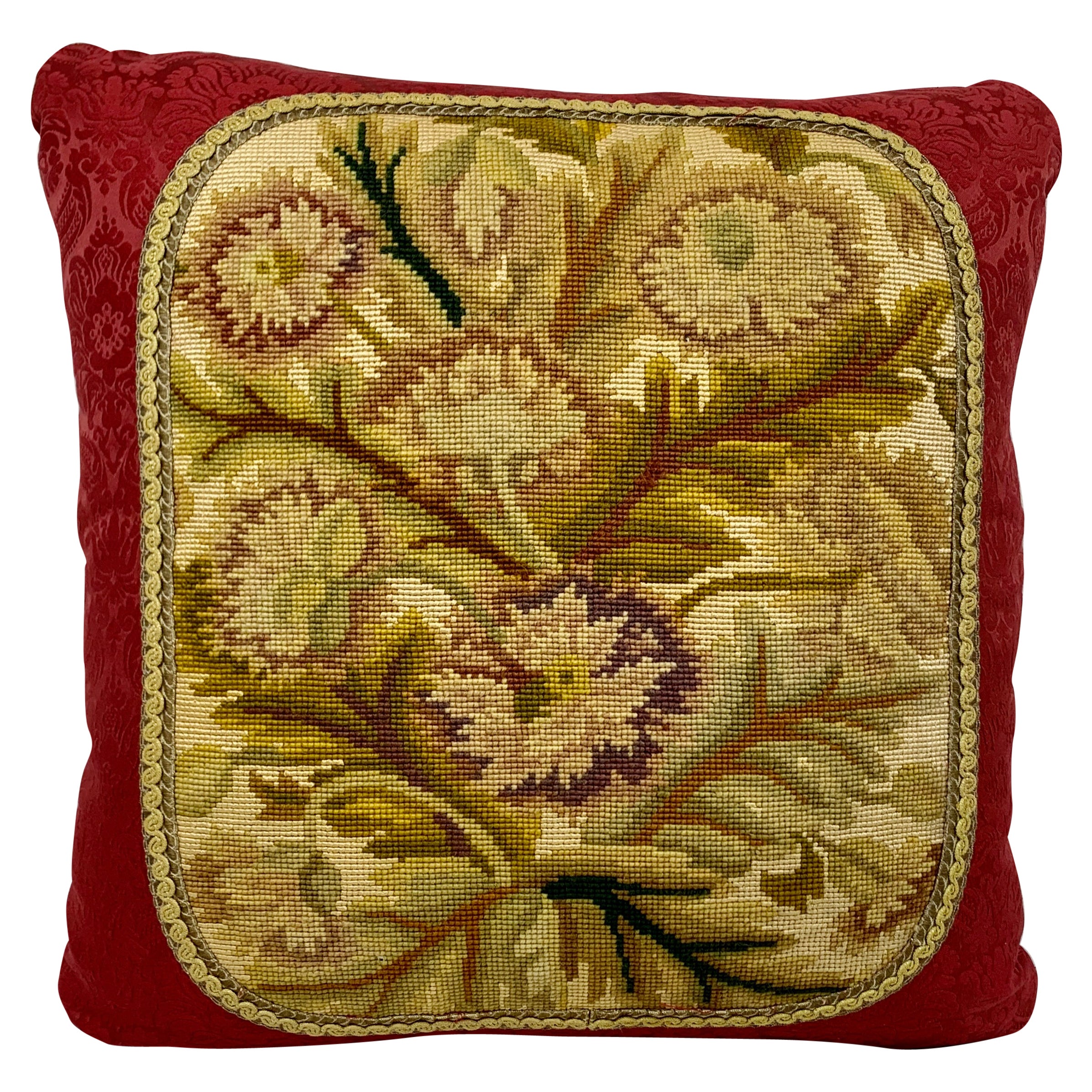 Vintage Needlepoint Pillow For Sale at 1stDibs