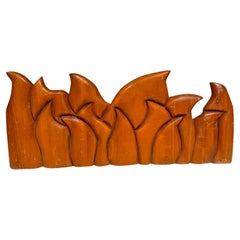 Vintage   1999 Last Supper Abstract Wood Sculpture signed Victor Rozo Mexico DF