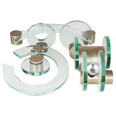 Nickel-Plated Brass and Glass 1960s Bathroom Set by Fontana Arte, Set of 7 Items