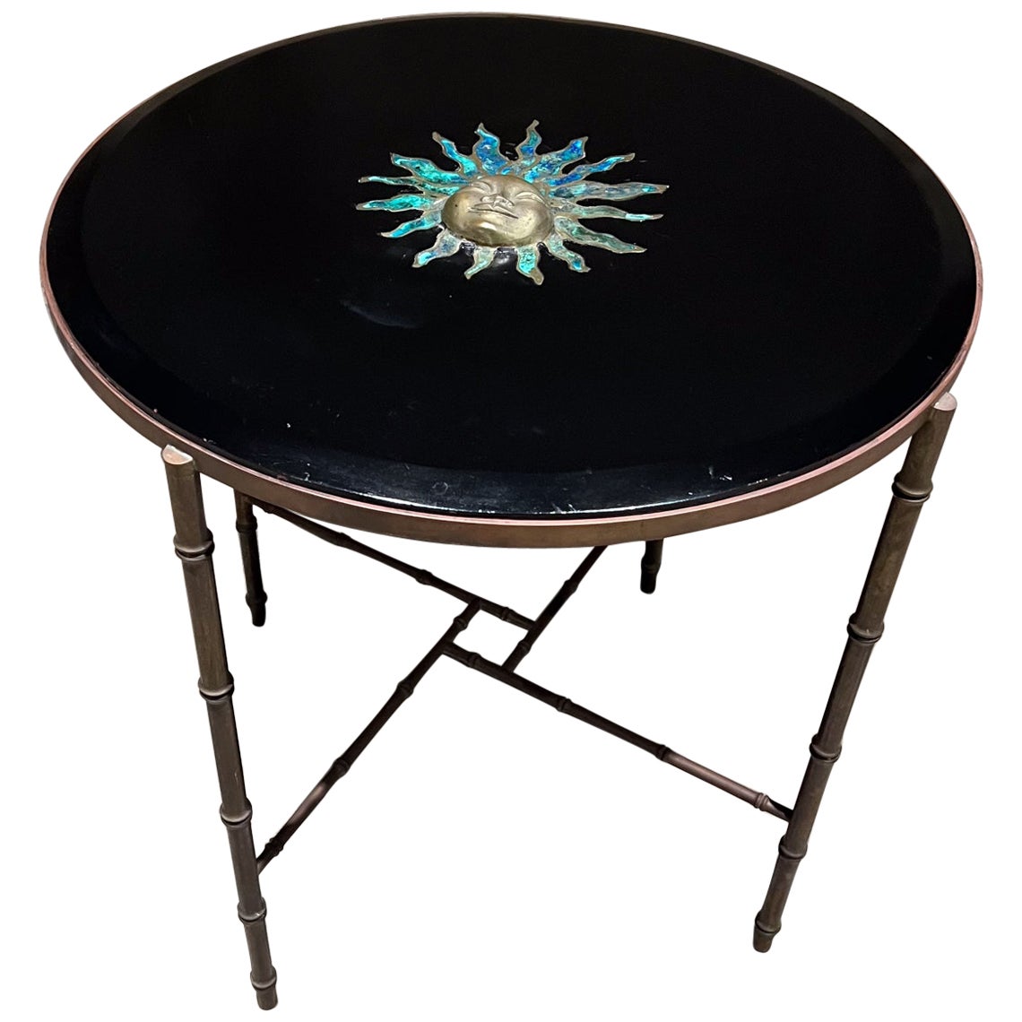 1950s Pepe Mendoza Faux Bamboo Brass Side Table Mexico City For Sale