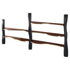 Bespoke Italian Modern Macassar Brass and Black Marble Organic Bookcase/Shelves
