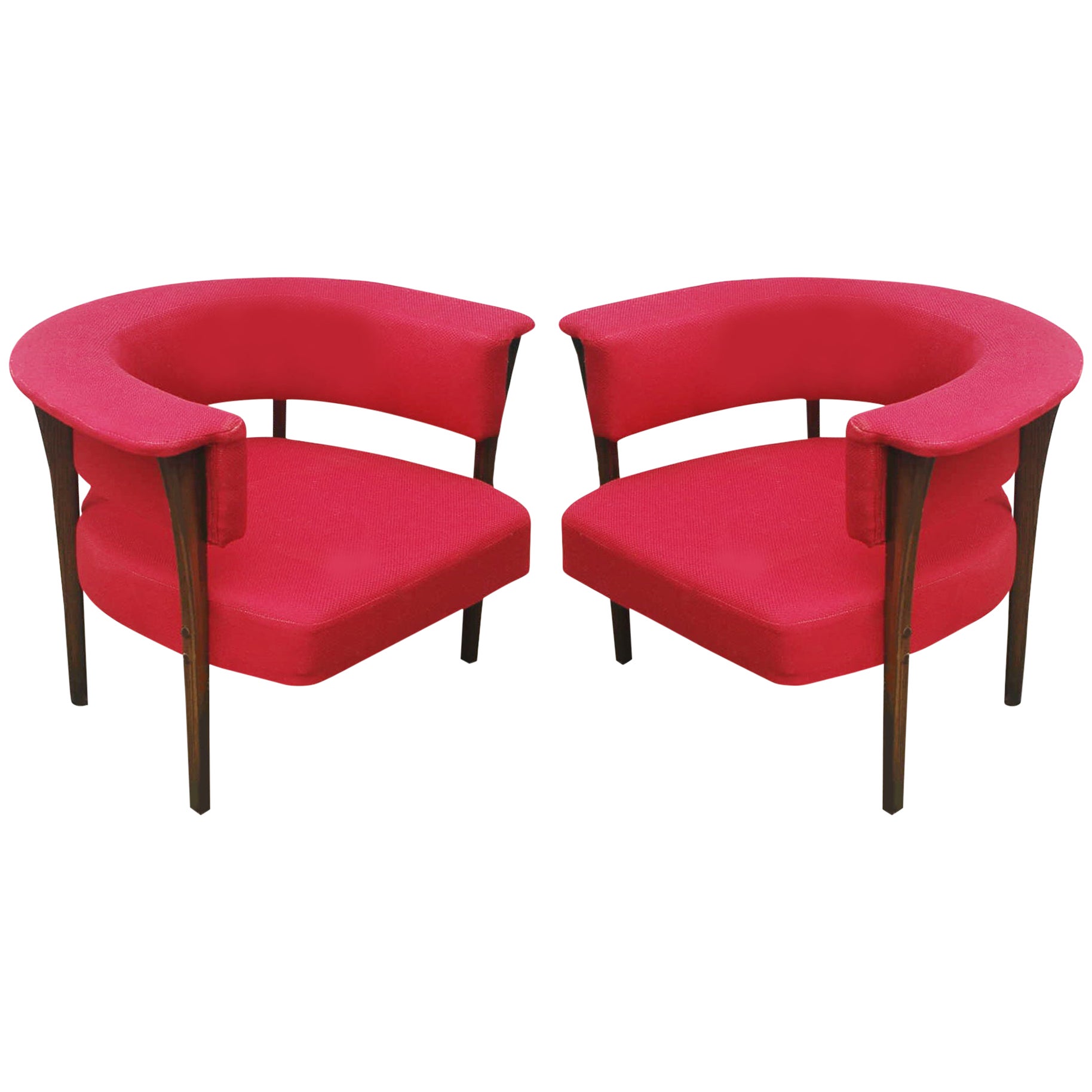 Genio, Swiss Made Red Lounge Chair, in Fabric, in Stock For Sale at 1stDibs