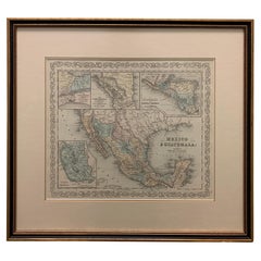 Grande carte encadrée du Mexique et du Guatemala de 1856 par Charles Desilver