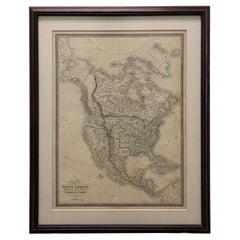 Antique Framed 1838 North America & Recent Discoveries Map