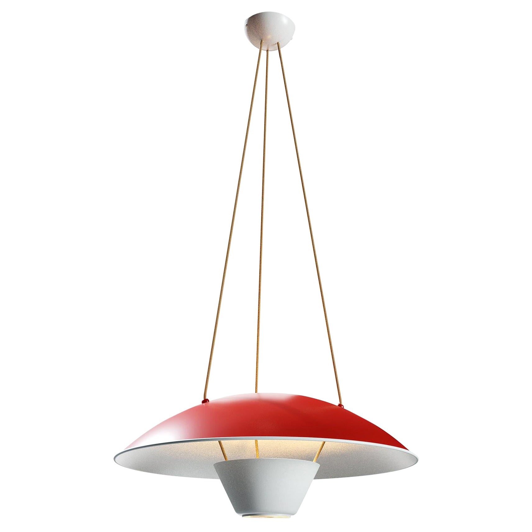 Michel Mortier M4 Suspension Lamp in Red for Disderot For Sale