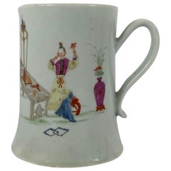 Antique Worcester Porcelain Mug, ‘Long Elizas’, Scratch Cross Period, circa 1754