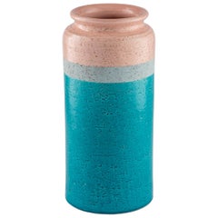 Vintage Bitossi Vase, Ceramic, Blue, Gray, Pink