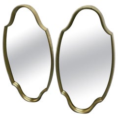 Pair of Mid-Century Modern Gold Sculptural Mirrors