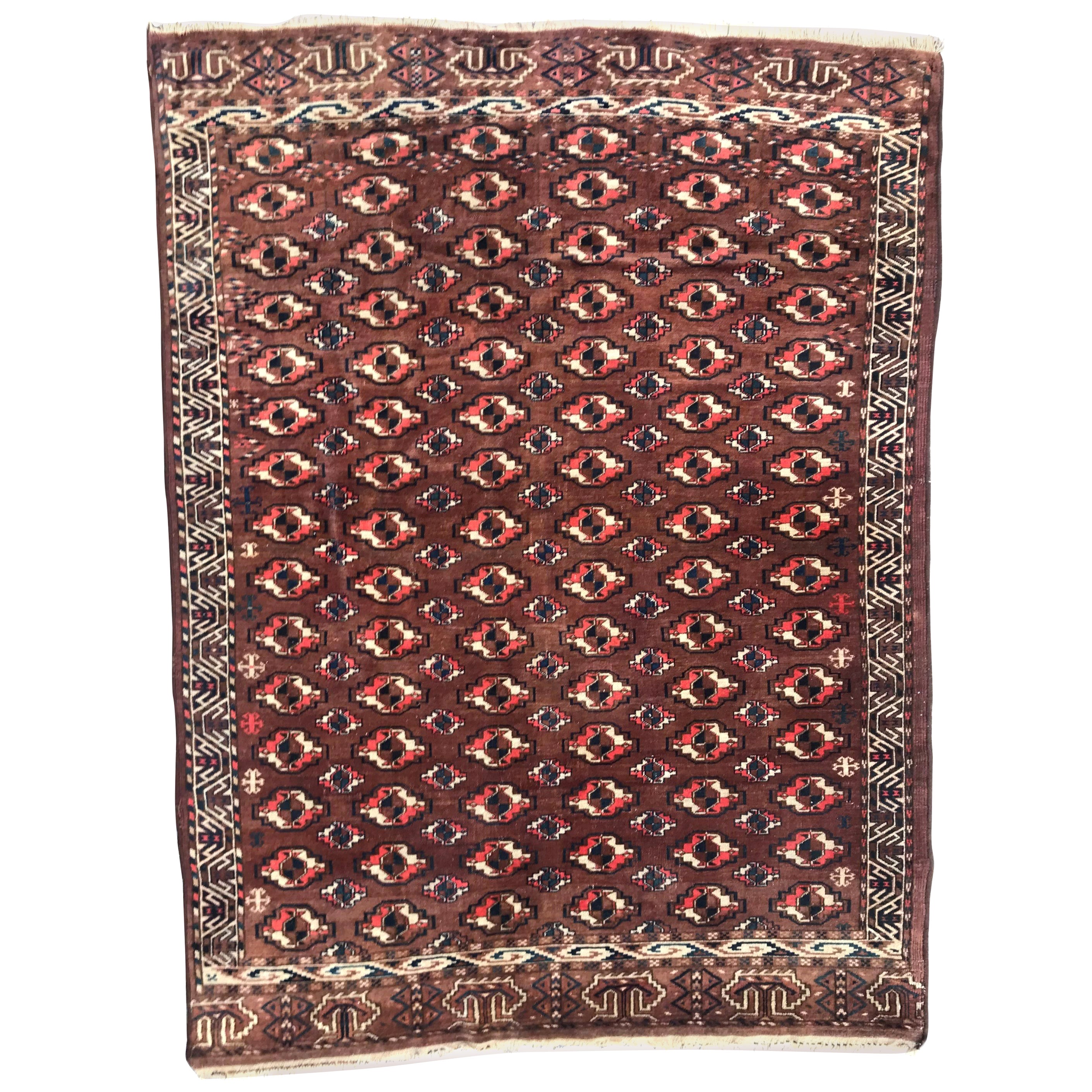 Beautiful Vintage Turkmen Tekke Afghan Rug For Sale at 1stDibs