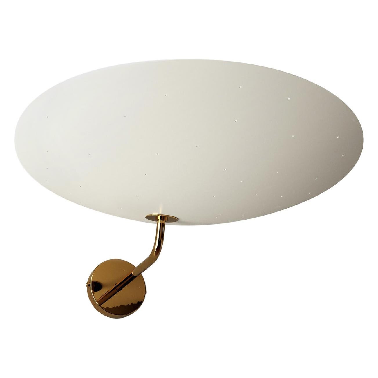 Pierre Disderot Model #2059 Large Perforated Wall Lamp in White & Polished Brass For Sale