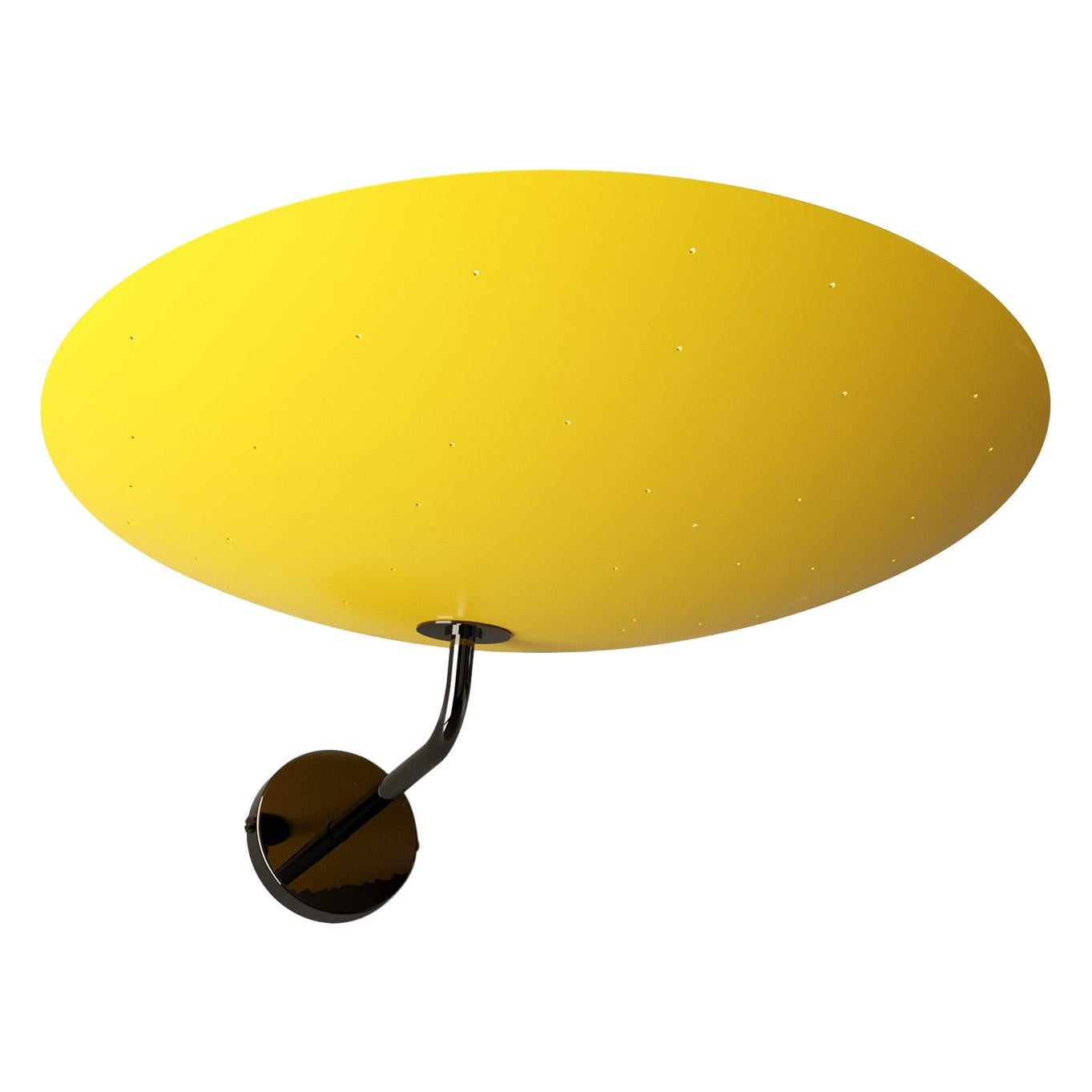 Große perforierte Wandleuchte in Gelb und dunklem Chrom von Pierre Disderot, Modell #2059 im Angebot