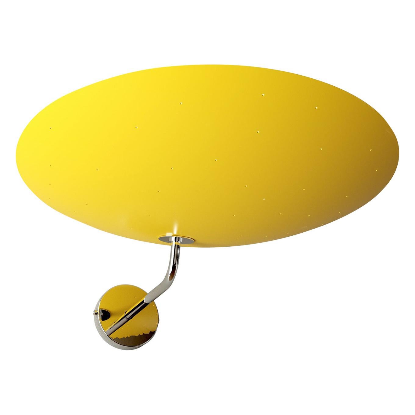 Pierre Disderot Model #2059 Large Perforated Wall Lamp in Yellow & Chrome For Sale