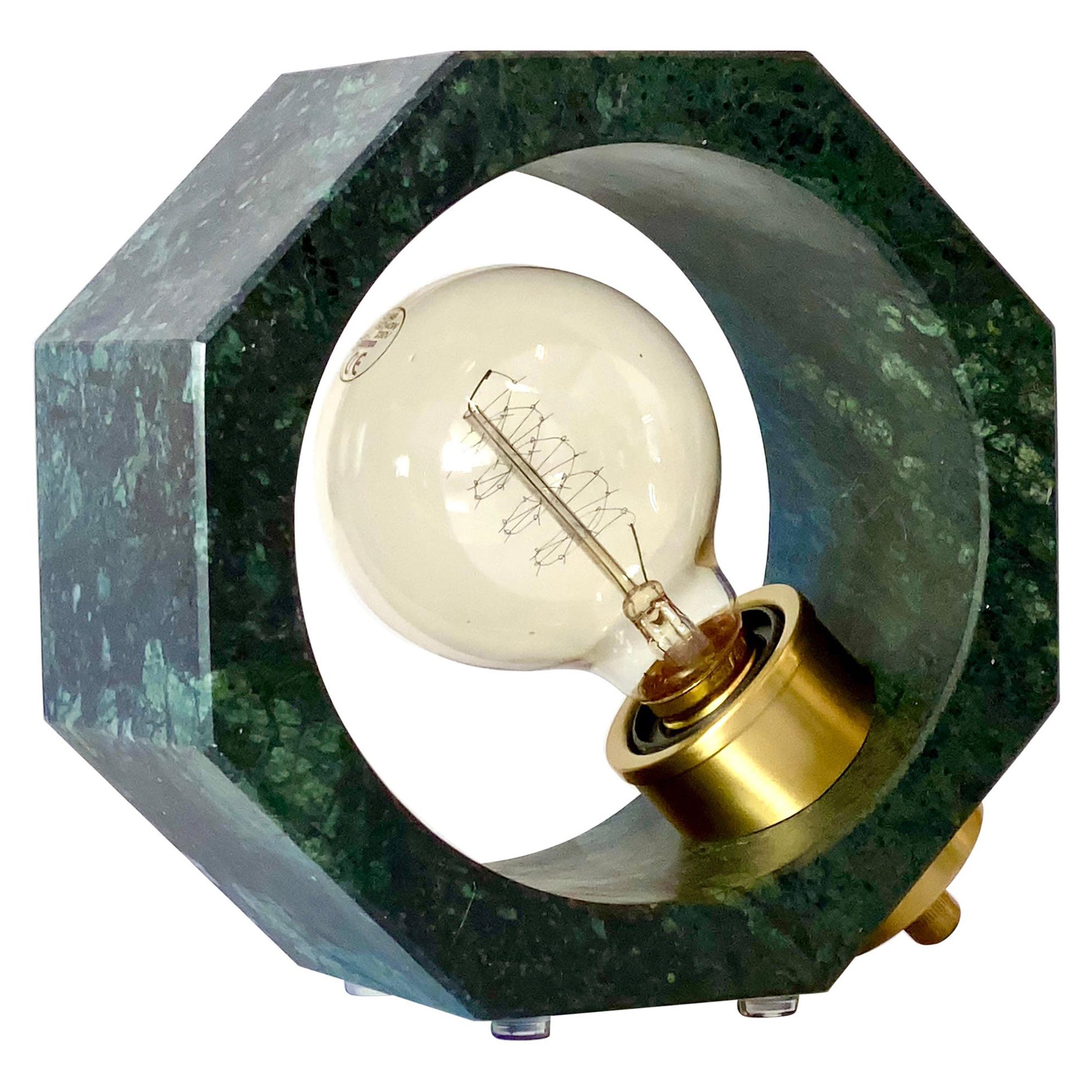 Contemporary Matlight Essential Octagon Minimalist Table Lamp in Green Marble