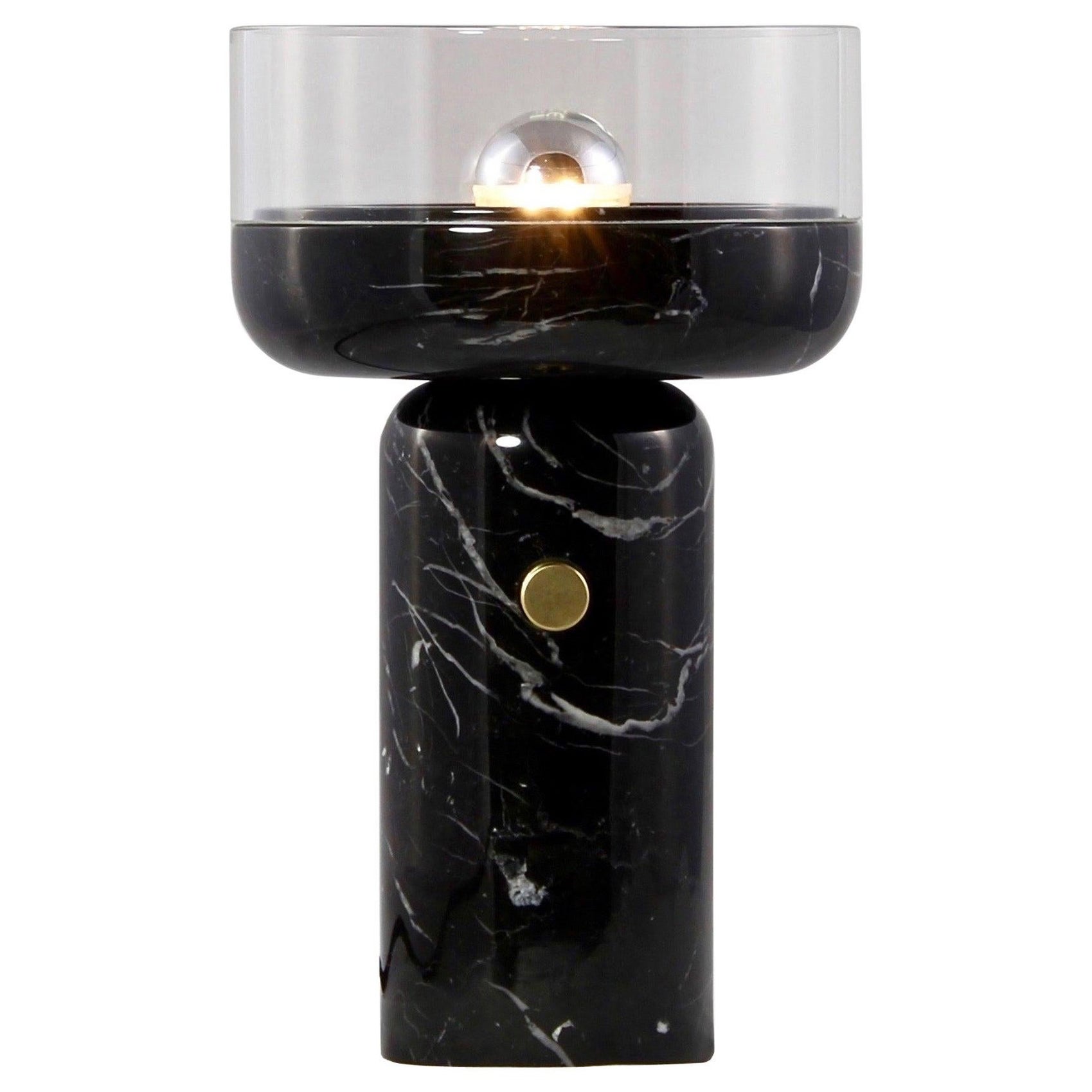 E. Elizarova pour Matlight Studio - Lampe de table italienne en marbre noir et verre en forme de coupe en vente