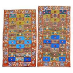 Zabihi Collection Mid-20th Century Funky Pair of Turkish Anatolian Rugs
