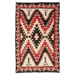 Antique Navajo Carpet, Folk Rug, Handmade Wool, Beige, Gray, Soft Coral